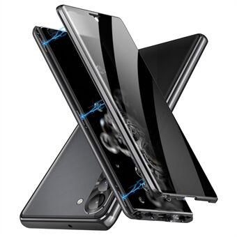 Anti-slipp telefondeksel for Samsung Galaxy S23, anti-kikk ensidig herdet glass + PC-panel telefondeksel med sikkerhetsspenne og magnetisk adsorpsjon metallramme