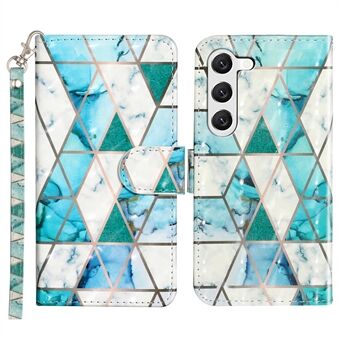 For Samsung Galaxy S23 PU Lær lommebok Flip Cover Stand Feature 3D-mønsterutskrift Magnetisk lukking Telefonveske med stropp