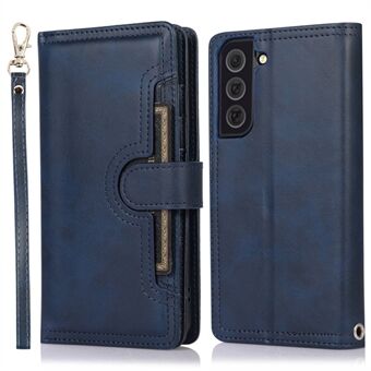 For Samsung Galaxy S23 Split Leather Magnetic Flip Protective Case Stand Flere kortspor Lommebok telefondeksel med håndstropp
