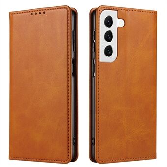 For Samsung Galaxy S23 Lær mobiltelefonveske Stand Calf Texture Magnetisk lukking Telefondeksel med lommebok
