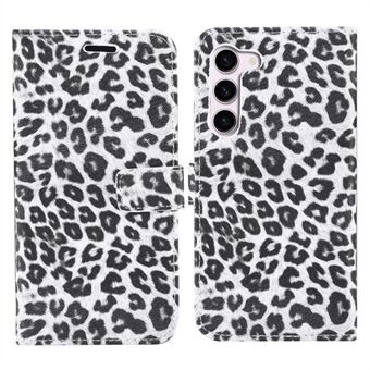 For Samsung Galaxy S23 PU Leather Flip Case Leopard Pattern Stand Lommebok Telefondeksel