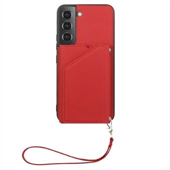 YB Leather Coating Series-2 for Samsung Galaxy S23 telefonveske Kickstand-kortholder PU-skinnbelagt TPU-deksel med stropp