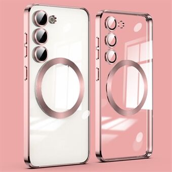 For Samsung Galaxy S23 Magnetic Clear Case Akryl+TPU telefondeksel med glasslinsefilm