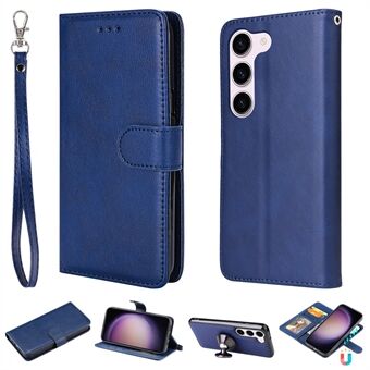 KT Leather Series-3 for Samsung Galaxy S23 Magnetisk avtagbar PU-skinnveske Ensfarget Stand Lommebok telefondeksel med stropp