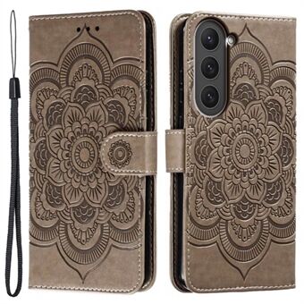 For Samsung Galaxy S23 PU-skinn+TPU-telefondeksel med påtrykk Mandala Flower Flip Stand Mobilveske