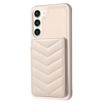 BF26 For Samsung Galaxy S23 Kickstand telefonveske Wave Stitching Texture Card Holder TPU+PU Lær telefondeksel