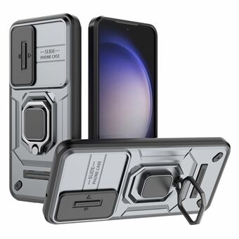 For Samsung Galaxy S23 Drop Resistant PC+TPU-telefonveske Skyvelinsebeskyttelse Kickstand-deksel