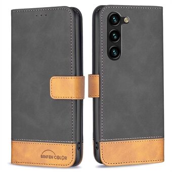 BINFEN COLOR BF Leather Case Series-7 for Samsung Galaxy S23+ Style 11 Fargespleising Skin-touch Feeling Telefonveske PU- Stand Flip Wallet Cover