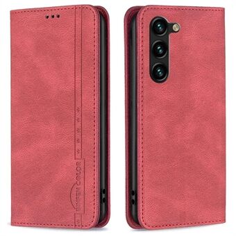 BINFEN COLOR BF Leather Series-5 telefonveske for Samsung Galaxy S23+, RFID Blocking Style-08 Magnetisk Stand Anti Scratch flip lær lommebokdeksel