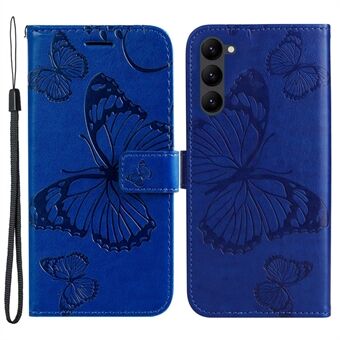KT Imprinting Flower Series-2 telefondeksel for Samsung Galaxy S23+, anti- Scratch PU-skinn påtrykt sommerfuglmønster Stand lommebok mobiltelefonveske