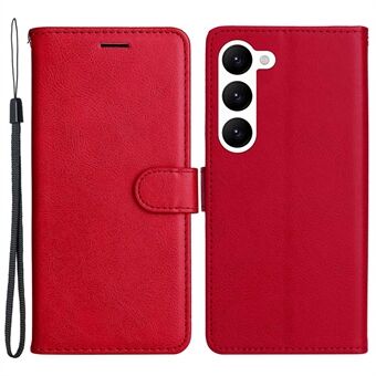 KT Leather Series-2 for Samsung Galaxy S23+ Stand lommebokdesign Ensfarget PU-skinntelefonveske Magnetisk telefonskall med stropp