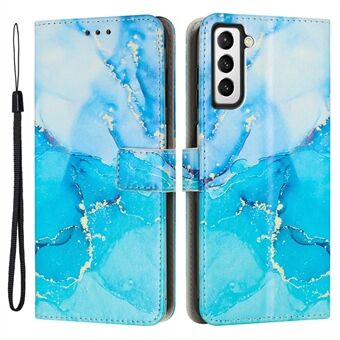 For Samsung Galaxy S23+ Marmormønsterutskrift PU-skinn Støtsikker veske Magnetisk lås Mobilstativ Stand med stropp