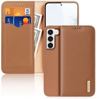 DUX DUCIS Hivo-serien støtsikkert deksel til Samsung Galaxy S23+ lommeboktelefonveske RFID-blokkerende Folio Flip Cover- Stand i ekte lær
