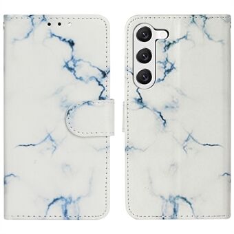 Anti- Scratch telefondeksel for Samsung Galaxy S23+ marmormønsterutskrift PU-skinn Flip Wallet Case Stand