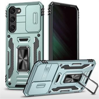 Armor Series for Samsung Galaxy S23+ Kickstand Slagfast PC + TPU Hybrid Cover Beskyttende telefonveske med skyvekamerabeskytter
