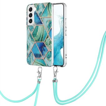 YB IMD Series-5 for Samsung Galaxy S23+ IML galvanisering skjøtemarmormønster TPU-telefonveske Scratch bakdeksel med snor