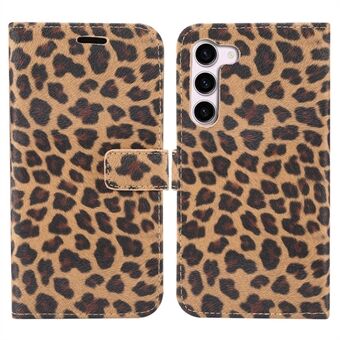 For Samsung Galaxy S23+ Stand lommebok PU skinn telefonveske Leopard mønster flip telefondeksel