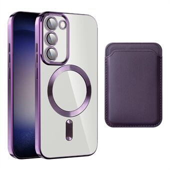 For Samsung Galaxy S23+ Magnetisk telefonveske TPU + PC Klart telefondeksel med kortholder