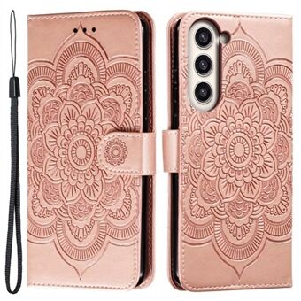 For Samsung Galaxy S23+ Imprinting Mandala Flower Phone Cover Flip PU-skinnstativ Stand