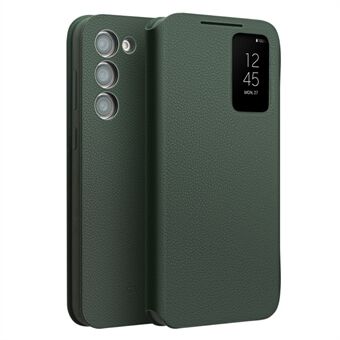 QIALINO Auto Wake / Sleep Phone Case for Samsung Galaxy S23+ kortspor Ekte kuskinn + TPU telefonveske