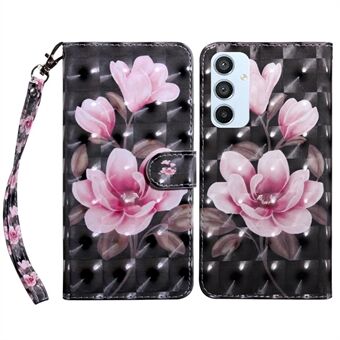 For Samsung Galaxy A54 5G Flip-telefonveske, anti-fall PU-skinn 3D-mønsterutskrift Telefondeksel Stand lommebok med stropp