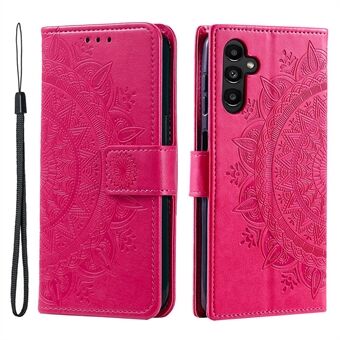 For Samsung Galaxy A54 5G påtrykt Mandala Flower Folding Stand Case PU-skinnlommebok Magnetisk flip telefondeksel med stropp