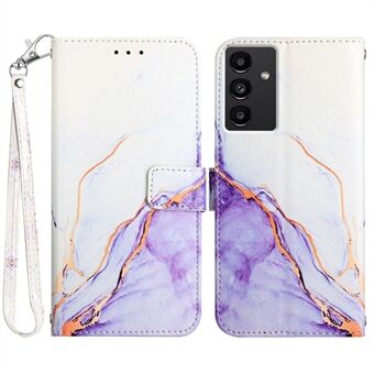 YB-mønsterutskrift skinn Series-5 for Samsung Galaxy A54 5G marmormønster PU-lærlommebokveske Magnetisk lås Stand med stor håndstropp
