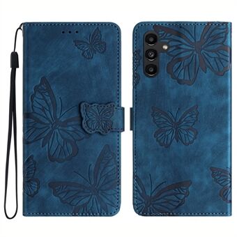 For Samsung Galaxy A54 5G Stand i skinn-telefonveske Butterfly-påtrykt lommebokdeksel