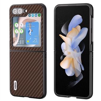 ABEEL For Samsung Galaxy Z Flip5 5G PU-skinnbelagt PC-bakdeksel Karbonfibertekstur Støtsikkert telefondeksel