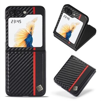 LC.IMEEK For Samsung Galaxy Z Flip5 5G Carbon Fiber Texture Telefonveske PU-skinn+PC-støtsikkert deksel