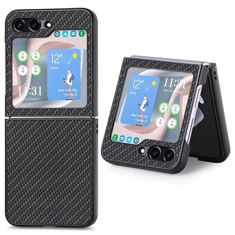 Carbon Fiber Texture PU-skinn PC-deksel for Samsung Galaxy Z Flip5 5G Presise utskjæringer Anti-dråpe telefondeksel