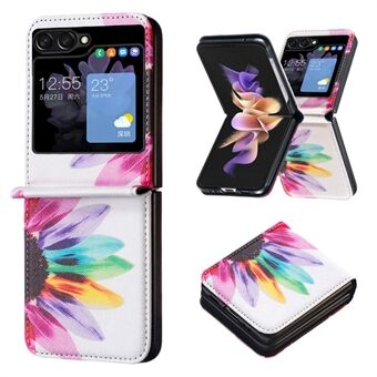 For Samsung Galaxy Z Flip5 5G PU-skinn+PC-telefonveske Mønsterutskrift Beskyttelsesdeksel
