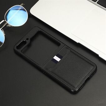 For Samsung Galaxy Z Flip5 5G PU-skinn+PC-bakdeksel Ultratynt Litchi Texture Card Slot Telefonveske