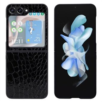 For Samsung Galaxy Z Flip5 5G Scratch PU-skinnbelagt PC-telefondeksel med bakskjermfilm