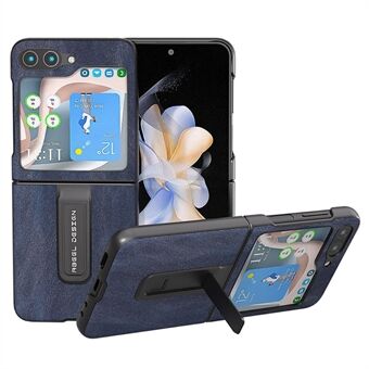 ABEEL For Samsung Galaxy Z Flip5 5G Cowhide Texture Telefonveske PU-skinnbelagt PC-støttedeksel