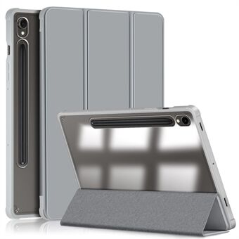 Beskyttende deksel for Samsung Galaxy Tab S9 (SM-X710 / SM-X716B / SM-X718U) PU + TPU + akryl tri-fold stativ tablettdeksel med pennspor