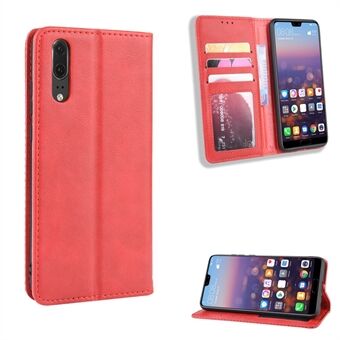 Retro PU skinn lommebok Stand Phone Cover Casing for Huawei P20