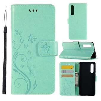 For Huawei P30 Imprint Butterfly Flower Leather Wallet Case med stropp