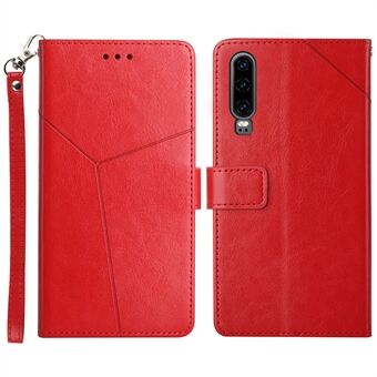 For Huawei P30 Premium PU-skinn og TPU-telefonveske Stilig Y-formet Stand til lommebokskallstativ