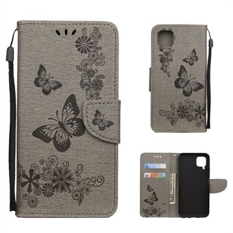 Imprint Butterfly and Flower Lommebokveske for Huawei P40 lite / nova 6 SE / nova 7i