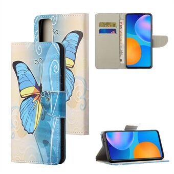 Mønsterutskrift Cross Texture Leather Wallet Stand for Huawei P Smart 2021/Y7a