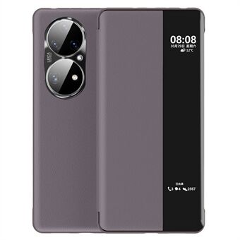 Auto Wake / Sleep PU Lær telefonveske for Huawei P50 Pro 4G, berøringsskyveknapp Full beskyttelsesdeksel med utsiktsvindu