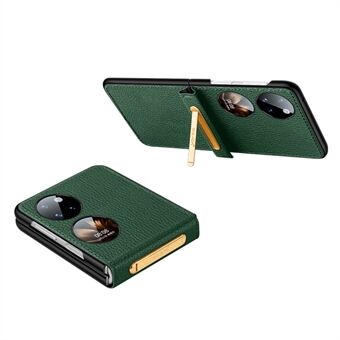 SULADA for Huawei P50 Pocket Kickstand Anti- Scratch Folding Case PU-skinnbelagt PC-støtdempende telefondeksel