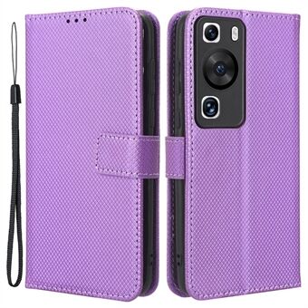 For Huawei P60 Pro / P60 Flip PU Leather Protective Cover Diamond Texture Lommebok Anti- Scratch Telefonveske