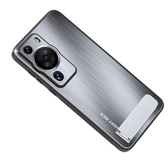 For Huawei P60 Pro aluminiumslegering TPU-ramme Fallbeskyttelsesveske Kickstand Børstet telefondeksel