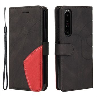 KT Leather Series-1 Tofarget Skinnlommebok-telefondeksel i skjøtestil med praktisk stropp for Sony Xperia 1 III 5G
