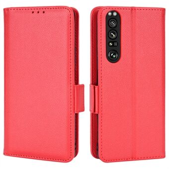 For Sony Xperia 1 III 5G støtsikker telefonveske Litchi Texture PU- Stand lommebokbeskyttelsesdeksel