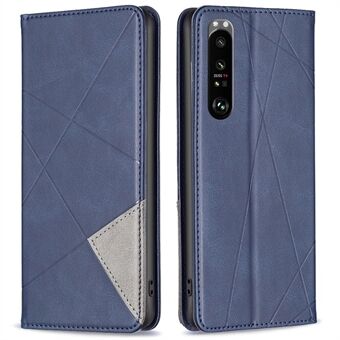 BF Imprinting Pattern Series-1 for Sony Xperia 1 III 5G Geometric Imprinted PU Leather Cover Kortholder Anti-fall Stand