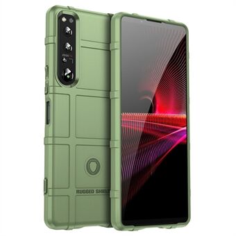 For Sony Xperia 1 IV Rugged Square Grid telefondeksel Anti Scratch fortykket TPU-deksel