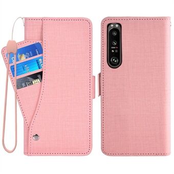 For Sony Xperia 1 IV 5G roterende kortspor Telefonveske Jean Cloth Texture PU-skinn + TPU- Stand lommebokdeksel